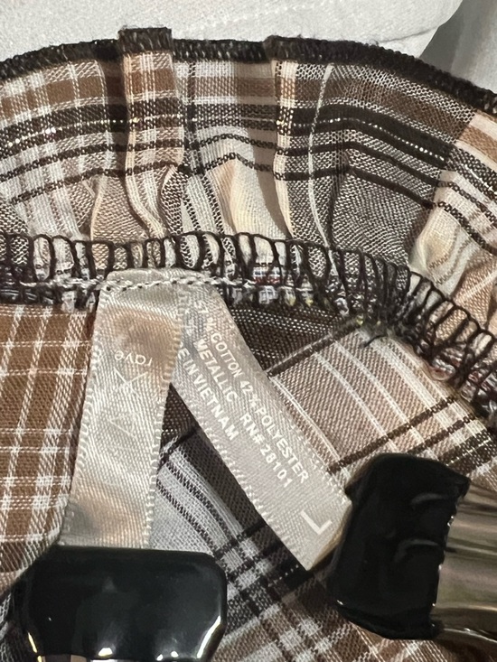 Max Rave- Womens Brown Plaid Ruffle Button-Front Top - Picture 4 of 4